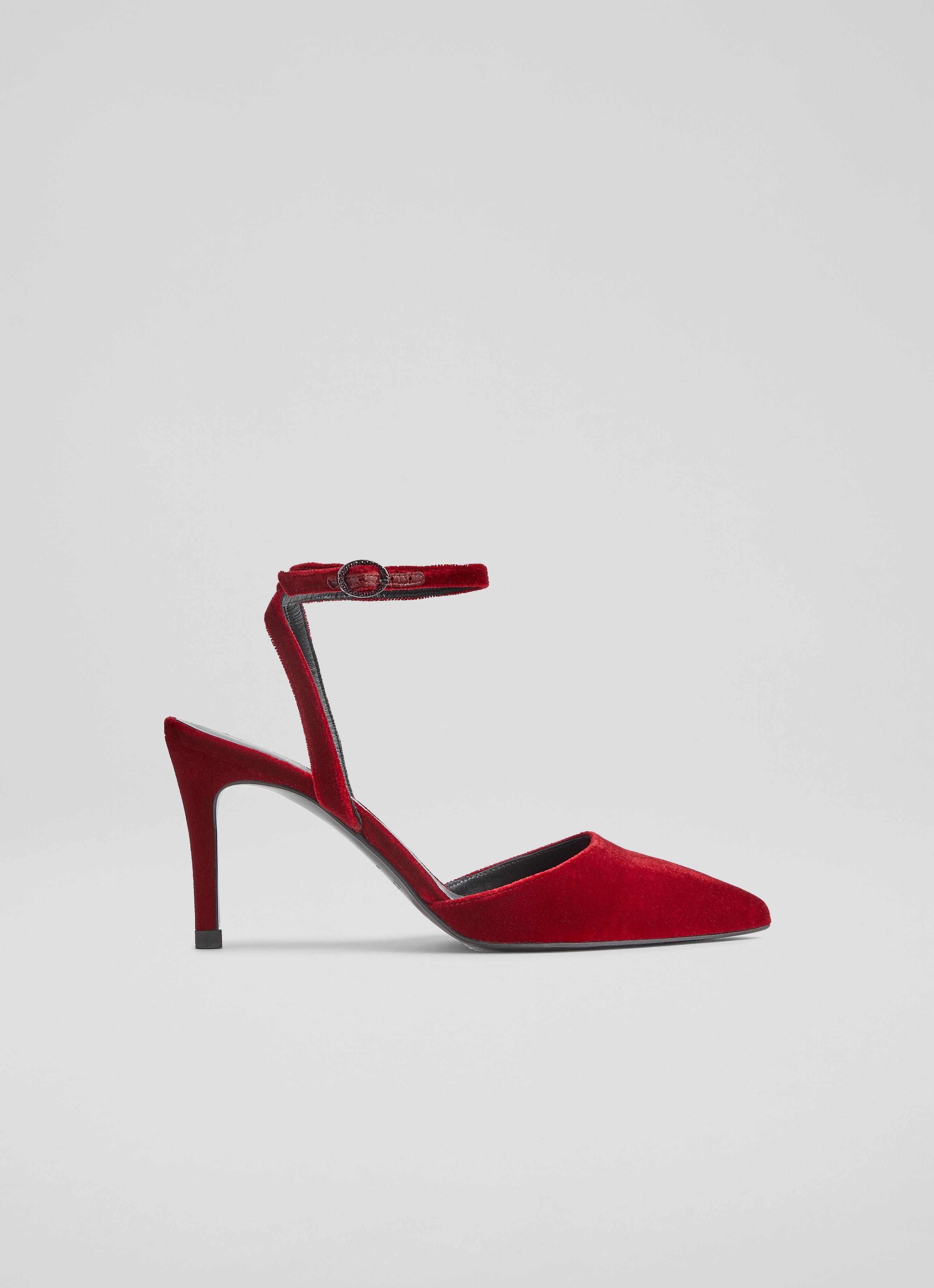 Red velvet shoes on sale heels